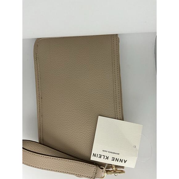 Anne Klein Logo Trio (3 piece) Pouch Set Tan Sesame New With Tag NWT Gold Tone - Picture 8 of 9